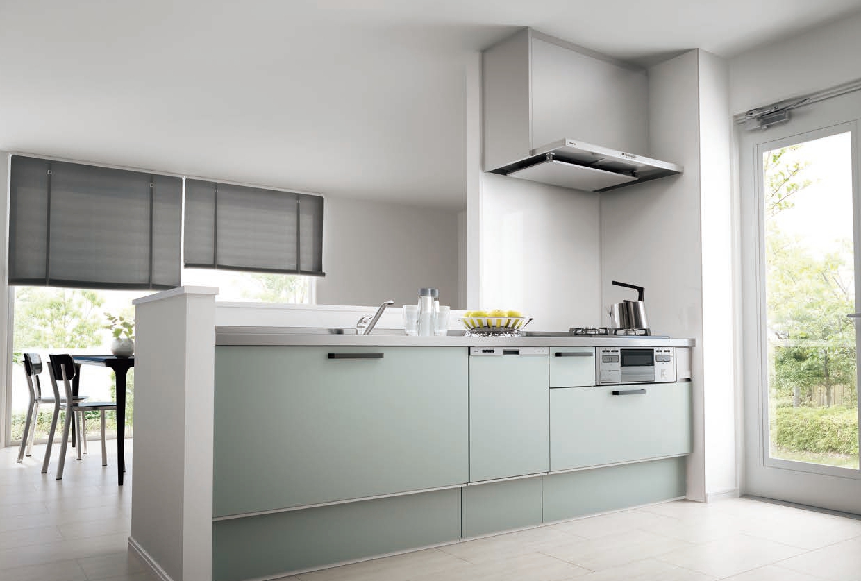 パナソニックのキッチン Lクラス セミフロート対面オールラクテクプラン(食洗器無)（Lクラス